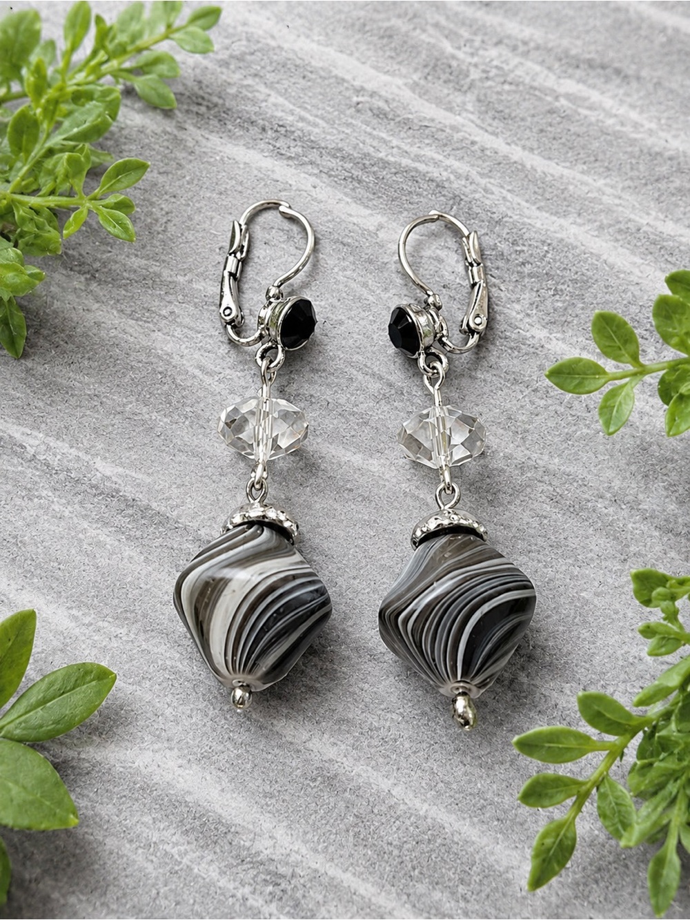 ❤️Grey Marvled Resin Swirl Dangle Earrings - Women Jewelry